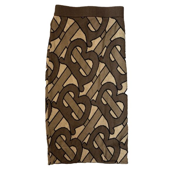 Burberry Monogram Intarsia Wool Pencil Skirt Size XS - Picture 1 of 16